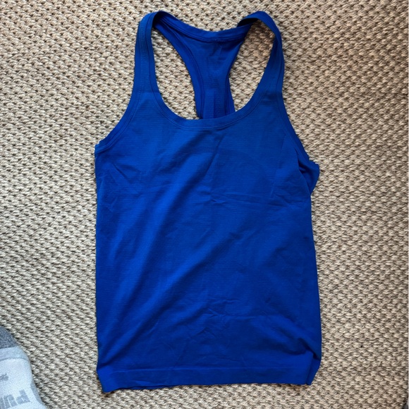 Royal Blue Swiftly Tech Razorback Tank Hip Length - Picture 2 of 3